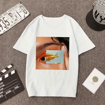 TShirts Moterų Nuotrauką T-Shirt Vasaros Viršūnes Kawaii Spausdinimo Serijos trumparankoviai baltos spalvos marškinėlius Streetwear Negabaritinių Viršuje tee Drabužiai