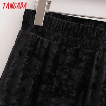 Tangada Mados Moteris Juodo Aksomo Kelnės Krovinių Aukšto Liemens Kelnės Kelnės Poilsiu Moterų Sweatpants Streetwear 1D214
