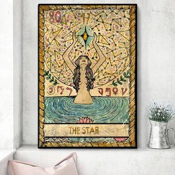Taro Kortų Plakatas Klasikinis Drobės Tapybos Senovinių Plakatų Mandala 