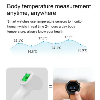 Ti Chip Smart Žiūrėti E80 Vyrai Moterys Temperatūros Matavimo IP68 Vandeniui PPG+EKG Širdies ritmo Monitorius Fitness Tracker Smartwatch