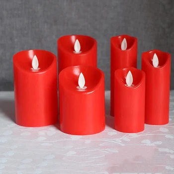 Tradicinės Raudonos Žvakės Padarė Parafinas, FlameLess Led Žvakė Vestuvės, Gimtadienis, Kalėdos, Namų Dekoro, Naktį Žibintai