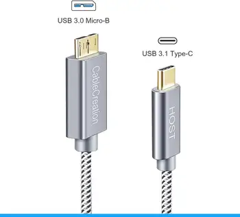 USB C Mikro-B 3.0 1M Kabelis (Gen2/ 10Gbps),USB 3.1 Išorinį Kietąjį Diską Kabelis,skirtas MacBook (Pro),Galaxy S5 3 Pastaba įkrovimo Kabelis