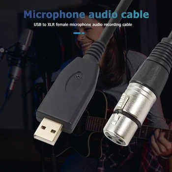 USB Mikrofono Kabelis USB Vyras į 3-Pin XLR Female Garso Kabelio Adapteris Keitiklis, Laido Priemonė Įrašymo Karaoke Dainavimas