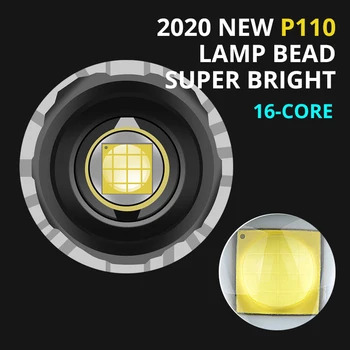 Ultra Super Šviesus P110 LED Žibintuvėlis 16-core LED USB Stovyklavimo Žibintas atsparus Vandeniui Zoom Degiklio Galia Banko Šviesos Naudojimo 21700 Baterija
