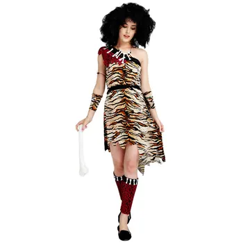 Umorden Suaugusiųjų Istorinių Akmens Amžiaus Urvas Vyras Cavewoman Cosplay Kostiumų Vyrams, Moterims Puras Halloween Kostiumai Tigras Modelis