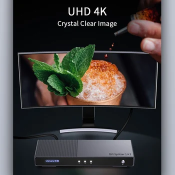 Unnlink DVI Splitter 4K UHD@30Hz 1X2 DVI-D Platintojas 1-2 Iš FHD 1080@60Hz už Projektorius, Monitorius, Kompiuterio