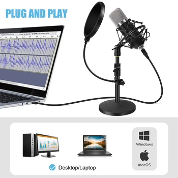 Usb BM700 Mikrofonas Podcasting Usb Microfono Rinkinį, Skirtą Kompiuterį, Nustatyti Usb Mikrofon Žaidimų Microfone Kondensatoriaus Transliacijos