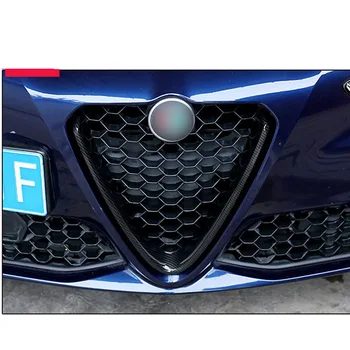 Už 2017-2018 Alfa Romeo Stelvio ABS Anglies Pluošto Priekinis V Formos radiatoriaus Grotelės Padengti Apdailos Rėmas Priedai