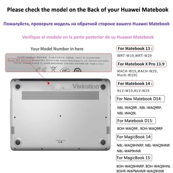 Uždėkite Dangtelį Sunku Atveju, Huawei Matebook 13/14/X Pro 13.9 2019/D14/D15 2020 PVC Nešiojamojo kompiuterio Korpuso Už Garbę Magicbook 14 15 Mažmeninė
