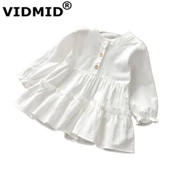 VIDMID naujas mergaitėms ilgomis rankovėmis suknelės vaikams medvilnės drabužius pavasario rudens suknelės kūdikių, mergaičių drabužiai, vaikų suknelės 7071 04