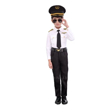 Vaikai karinių Oro Pajėgų Berniukų Airplan Pilotas Kapitonas Vienodas Halloween Carnival 