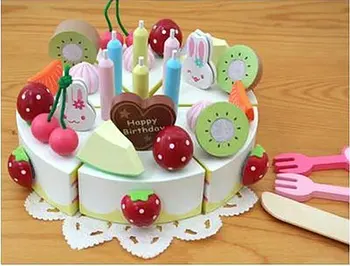 Vaikai, medienos, maisto produktų imitavimo tortas nustatyti modeliavimo apsimesti žaisti žaidimą torto pjovimo Medinių žaislų, vaikų žaidimo virtuvė švietimo žaislas