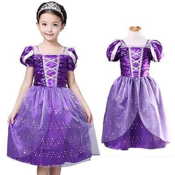 Vaikams Kūdikių Merginos Princesė Suknelė Purple Elegantiškas, Fėjų Pasaką Ilgi Plaukai Princesė Cosplay Kostiumų Nėrinių Akių Vien Šalis Suknelė