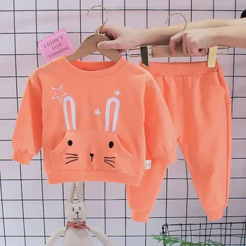 Vaikų ilgomis rankovėmis kostiumas 2021 nauja mergina kūdikių laisvalaikio sporto gyvūnų spausdinti long sleeve top + Kelnės Nustatyti mergaitė animaciją kostiumas