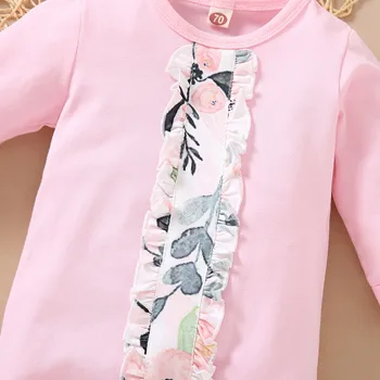 Vaikų vientisa spalva žiemos kombinezonas naujagimiui mergina ilgomis rankovėmis gėlių susiėmę jumpsuit kostiumas одежда для новорождëных 6*