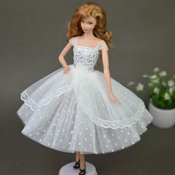 Vaiskiai Balta Lėlės Suknelės Elegantiška Panele vakarinę Suknelę Drabužius Barbie Lėlės, Už 1/6 BJD Doll House Dovana Lėlės Priedai Vaikas Žaislas