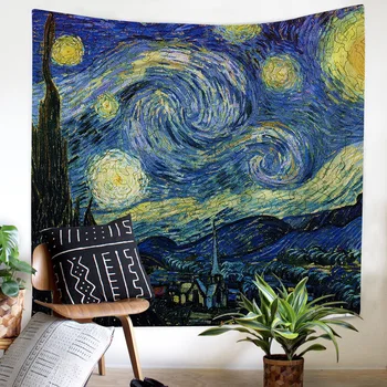 Van Gogh Aliejaus Tapybai Gobelenas Sienos Kabo 3D Spausdinta Reklama, Vėliavos, Antklodė, Sienos Medžiaga Bohemijos Mandala Gobelenai Sienos, kiliminė danga