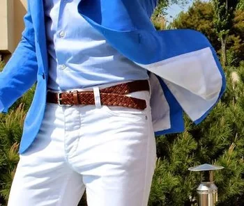 Vasaros Stilius pagal Užsakymą Pagaminti Royal Blue Coat Balta Ziajać Kostiumas, Švarkas Vyrams Užsakymą Smokingas Mens Vestuvių Kostiumai 2Pieces(Striukė+Ziajać)