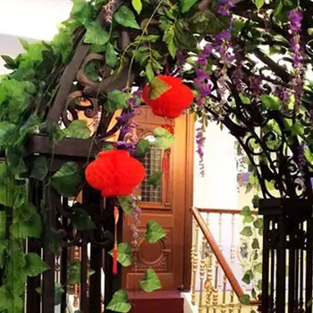 Vestuvių dekoravimas 12pcs 230 cm Dirbtinis Gebenės Lapų Girlianda Augalai Plastiko žalia ilgai Vynuogių Netikrą Žalumynų, gėlių Namų dekoro