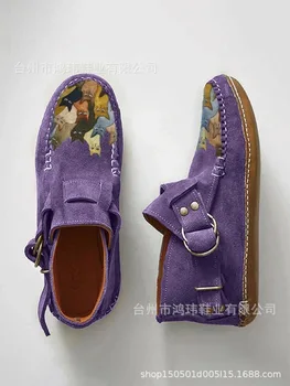 Vieną batai moterims pavasario naujų plokščiadugnis high-top atsitiktinis vieno batai spalvotas spausdinimas katė pav moterų batai madingi karšto