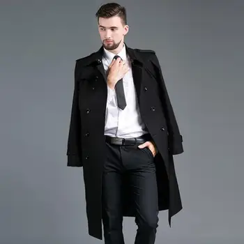 Vyrai tranšėjos paltai vyras dvieiliai ilgas kailis europos vyrų drabužiai slim fit paltas ilgomis rankovėmis pavasarį, rudenį plius dydis 4XL