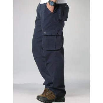 Vyriški Krovinių Pants Mens Atsitiktinis Multi Kišenės Karinės Taktinės Kelnės Vyrams Outwear Tiesios kelnės Ilgos Kelnės Didelis dydis 42 44