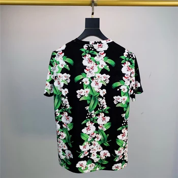 Vyriški Vasarą, Medvilnės marškinėliai su Orchidėja & Tigras spausdinti medvilnės marškinėliai PP|419202543