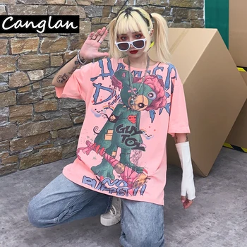 Vyrų, Moterų Ulzzang Marškinėliai Vasaros Korėjos Stiliaus Marškinėlius Gotikos Pastelinių Goth Grafinis Tee Viršuje Harajuku Punk Grunge Drabužius Hip-Hop