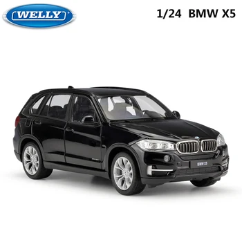 WELLY 1:24 Masto Diecast Automobilių Žaislas BMW X5 Didelis Modeliu, Klasikinio VISUREIGIS Metalo Lydinio, Žaislas Automobilis Vaikams Dovanų Kolekcija