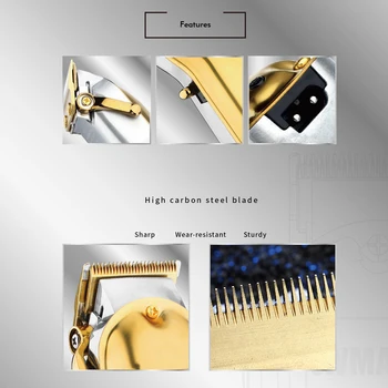 WMARK NG-2019B NG-2020B Visi-metalo belaidžius plaukų clipper Su skystųjų KRISTALŲ ekranas 2500mAh belaidžius plaukų cutter aukso spalvos