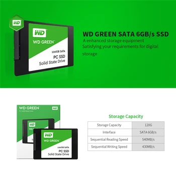 Western Digital 120GB 240GB WD SSD ŽALIA KOMPIUTERIO Vidinio Kietojo Disko nešiojamas Vidaus Sabit Kietąjį Diską SATA 6GB/s Laptopo