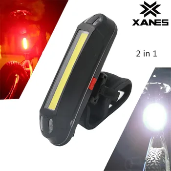 XANES 2 in 1 500LM Šviesos USB Įkraunamas LED Nešiojamas Žibintas užpakalinis žibintas Ultralight Saugos Lemputė Įspėjimas Naktį Jojimo Reikmenys