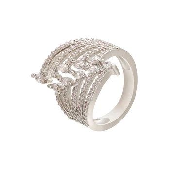 ZHUKOU aukso/sidabro spalva moterys žiedai prabanga CZ kristalų reguliuojamas Unisex žiedai moterims/vyrams Vestuvių Žiedas, Papuošalų modelis:VJ28