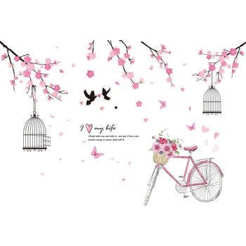 [shijuekongjian] Gėlių Birdcage Sienų Lipdukai 