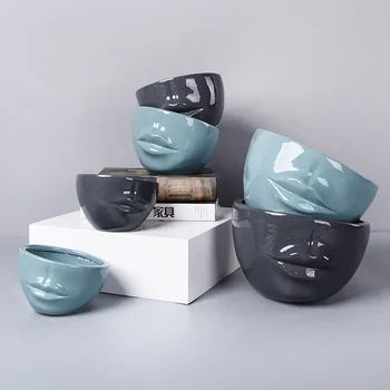 Šiaurės Šalių Keramikos Lūpų Formos Sodinamoji Bonsai Gėlių Vazonai, Mini Augalų Puodą Baseino Micro Vaza Bonsai Sodinamoji Amatų Vazoninių Keramikos Desktop