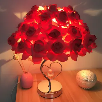 Šiuolaikinių vestuvių dekoravimas stalo lempa Valentino Dienos Dovana, santuokos miegamasis naktiniai staleliai, stalinės lempos kūrybos Rožės gėlių šviesos MJ1024