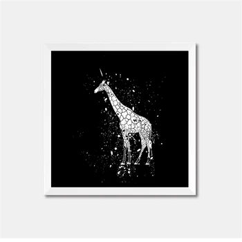 šiuolaikinės kūrybinės asmenybės animacinių filmų juoda balta abstrakčių paveikslų, gyvūnų nuotraukos sienos meno tapybos plakato spauda HD2335