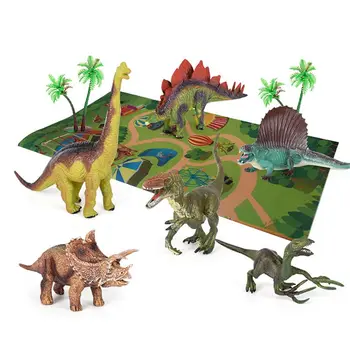 Žaislas dinozauras Paveikslas w/ Veiklos Žaisti Mat & Medžiai, Švietimo Realus Dinozaurų Playset Sukurti Dino Pasaulyje, Įskaitant T-Rex