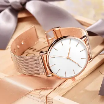 Žiūrėti Vyrų Prabanga Moterų Unisex Kvarciniai Laikrodžiai Tinklelio Diržo Paprastas Stilius Auksas, Sidabras Suknelė Žiūrėti Priežastinis Reloj Hombre Reloj Mujer Dovana