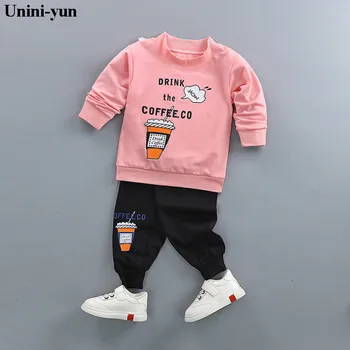 žiemos drabužių Vaikams Pavasario kūdikių mergaičių drabužių rinkinius, Rožinė drabužių rinkinys kūdikių mergaičių medvilnės drabužius kostiumas childern animacinių filmų 2vnt kostiumas