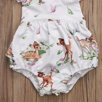 0-18M Bamblys Kūdikiui Baby Girl Bambi Elnias Plaukioja Rankovių Mielas Bodysuit Jumpsuit Sunsuit Drabužiai, Apranga