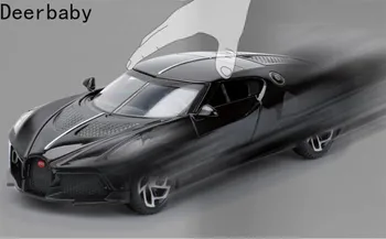1/32 Lydinio Žaislas Automobilis Bugatti Matinė Juoda Sporto Žaislai, Transporto Priemonės Lydinio Garso, Šviesos, Traukti Atgal, Durų Openable Modelis Dovana Berniukams