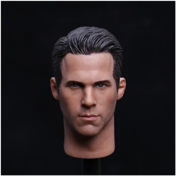 1:6 Vyrų Galvos Skulptūra Ryan Reynolds Galvos Drožyba Galvos Raižyti Galvos Modelį su Kaklo PVC Surinkimo Dovana 12