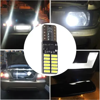 100 gabalas Super ryškus LED T10 canbus ne klaida 4014 24 SMD 24smd 24LED automobilių šviesos 12V w5w auto cob patvirtinimo lemputės duryse