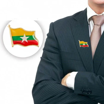 10VNT Mianmaro Cinko Lydinys, Nacionalinės Vėliavos Atvartas Smeigtukai sagė Ženklelis Emblema