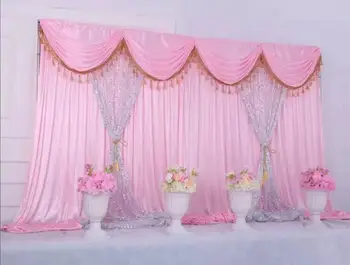 10ftx20ft Individualų vestuvių fonas užuolaidų Gimtadienio renginys šalis dekoro vestuvių etapas fono China šilko užuolaidų apdaila