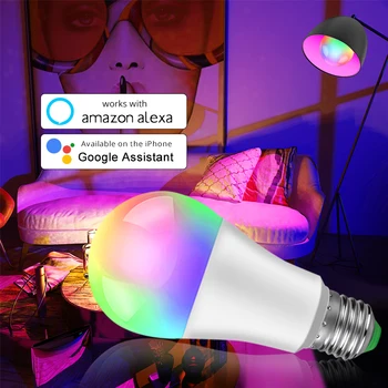 15W WiFi Smart Lemputės RGBW Ampulä-LED E27 B22 RGB lampada Alexa Pažangi LED WiFi Lempos Dirbti Su Alexa Echo 