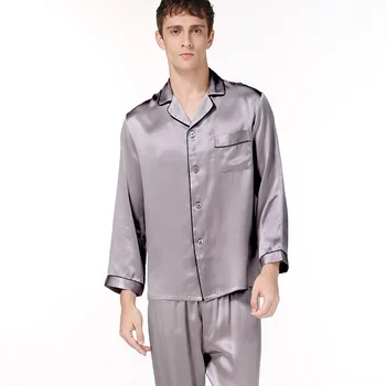 16 momme šilko mens homewear ilgomis rankovėmis vyrų pajama komplektai kilnus paprasta šilko sleepwear vyrų T9002