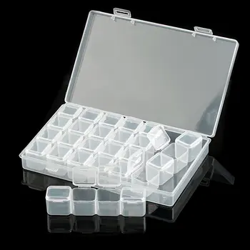 17.5x10.7x2.7CM stačiakampio 28 slots papuošalai Plastiko talpinimo kalnų krištolas Granules, tabletes, auskarai talpinimo Atveju konteineris