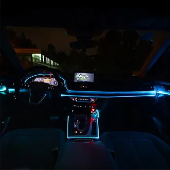 1Set Automobilio Salono Atmosfera, Neoninės Šviesos, RGB Led dienos Šviesos Dekoratyvinės Auto LED Šviesos Juostelės 6m 10m APP Kontrolės Nuotolinio Valdymo